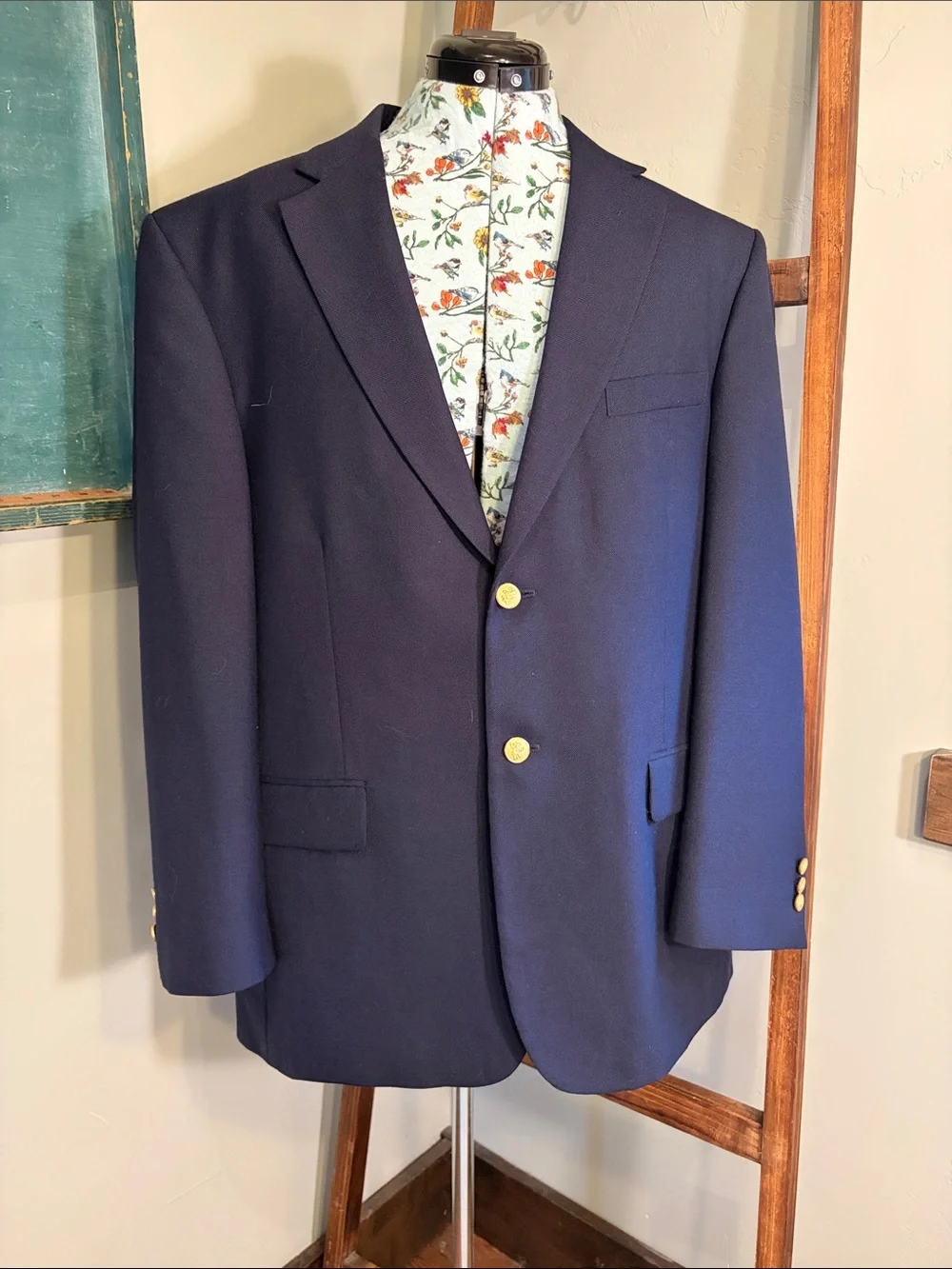 Stafford Navy Sport Coat with Gold Buttons